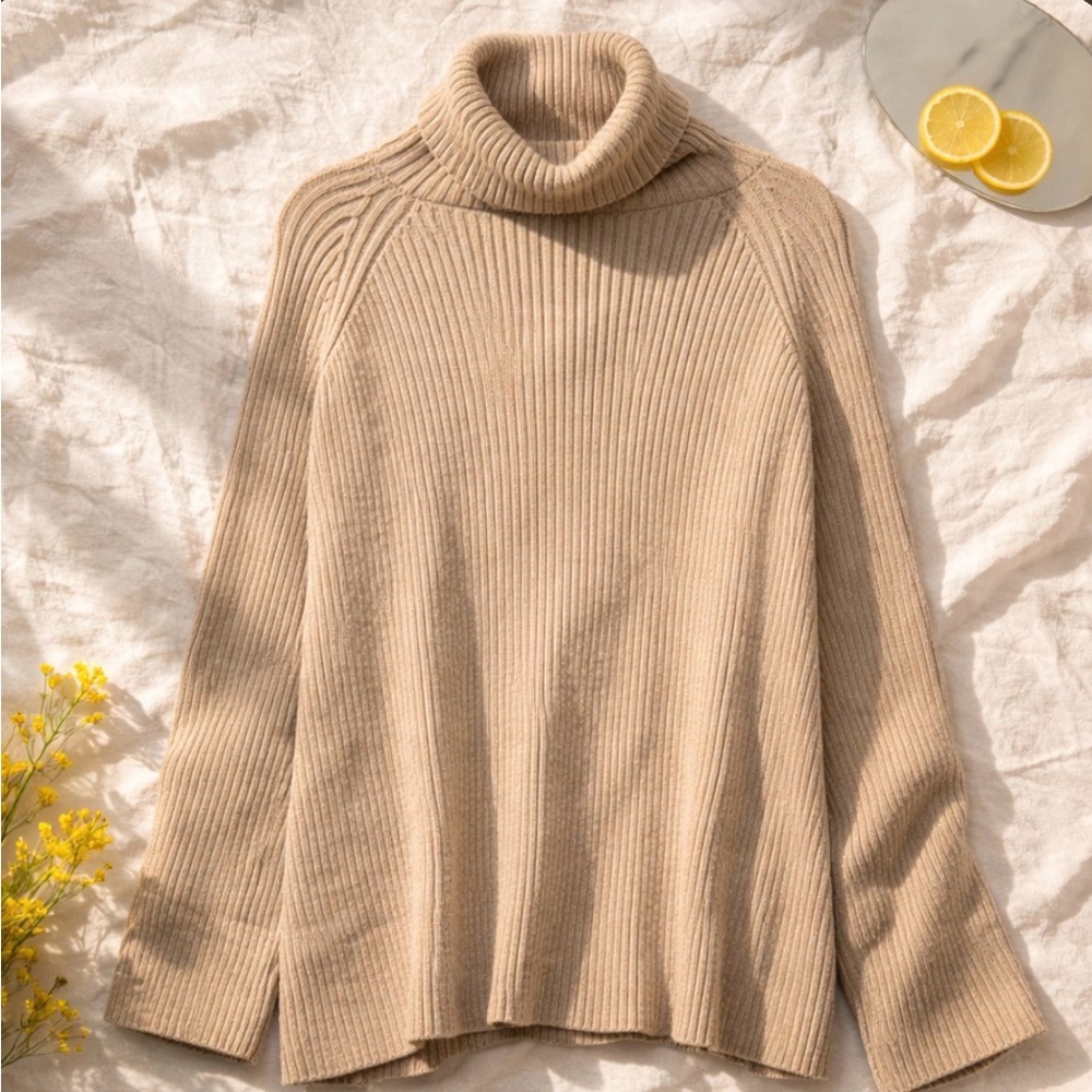 Elegant Beige Turtleneck Sweater